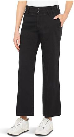 Liverpool L.A. High-Rise Cinch Waist Wide Leg Pants Womens Clothing Onyx : 16 28, Cotton/Rayon/Spandex
