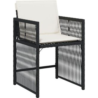 vidaXL Vidaxl - Sillas De Jard&iacute;n Con Cojines 4 Unidades Rat&aacute;n Sint&eacute;tico Negro