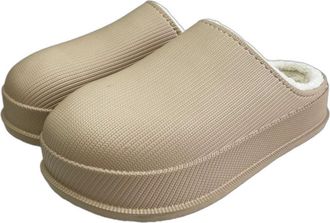 Generic Cloud Slippers for Women Men,Warm Slippers Indoor Outdoor,Sole Fuzzy Slip-On House Shoes with Plush Lining (Khaki, M, Adult, Women, 10.5, Numeric Rang