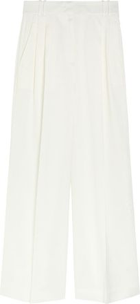 Another Tomorrow Pleated Wide-leg Trousers - White - 42 (UK10 / S)