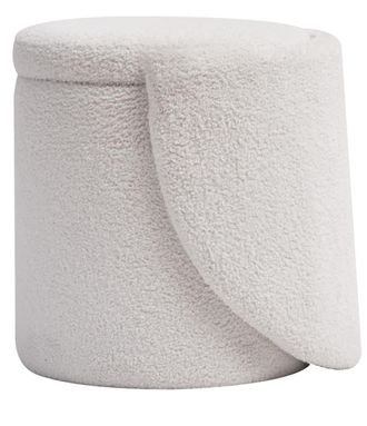 Nordlys Puf con respaldo y almacenamiento en lana blanca