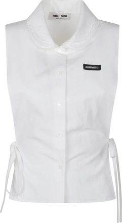 Miu Miu Mk 2041 Shirt - Dames - Overhemden - Wit - M - Katoen - Overhemden