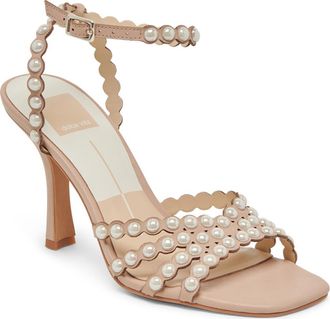 Dolce Vita Hellen Pearly Bead Ankle Strap Sandal in Light Blush Leather at Nordstrom, Size 10