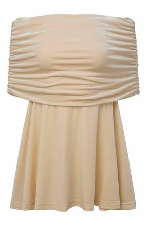 WeWoreWhat Off Shoulder Mini Dress in Champagne at Nordstrom, Size Small