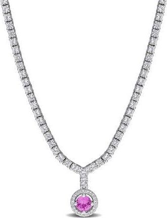 Delmar Lab Created Pink Sapphire & White Sapphire Pendant Necklace at Nordstrom Rack