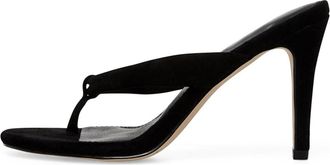 Generic Black,4.5 UK,Womens Suede flip-Flops Peep Open Toe Stiletto High Heels Slip On Pumps Summer Backless Party Wedding Dress Mules Shoes