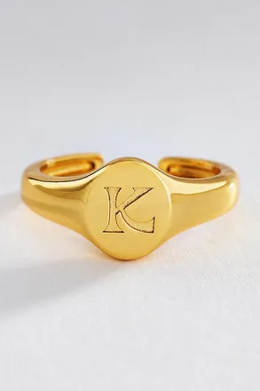 Luv AJ Initial Oval Signet Ring