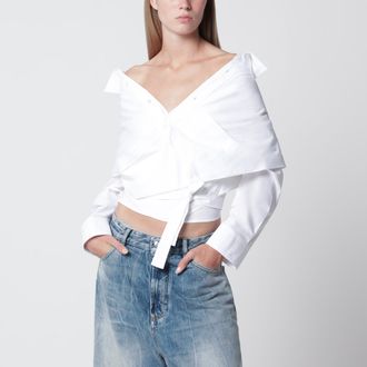 Balenciaga Camicia a portafoglio con spalle scoperte bianca