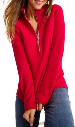 Tommy Bahama New Aruba Stretch Cotton Half Zip Pullover in Tango Red at Nordstrom, Size X-Small