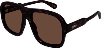 Chlo&eacute; Pilot Zonnebril - Dames - Zonnebrillen - Bruin - 58 MM - Nylon - Accessoires