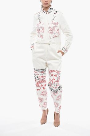 Stella McCartney Jumpsuit in Cotone Leggero a Fantasia con Cintura Stella McCartney