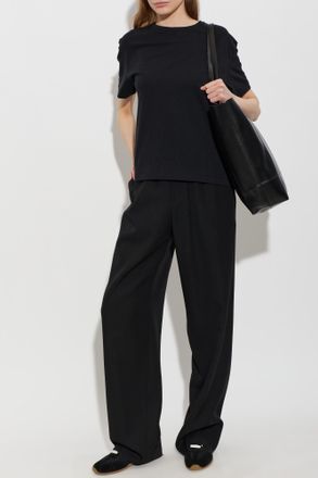 Toteme T-shirt With Embroidered Logo, Womens, Black