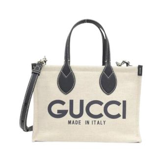 Gucci Pre-owned Tote Bags, female, Beige, Size: ONE SIZE Pre-owned Cotton Linen Canvas Handbag Limited