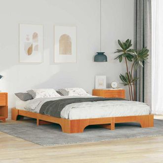 vidaXL Estructura De Cama Con Almacenamiento Marr&oacute;n Madera Vidaxl