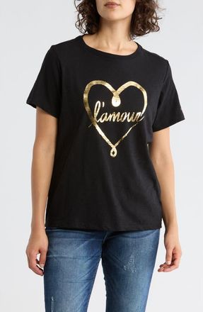 Cinq à Sept LAmour Graphic T-Shirt in Black/Gold at Nordstrom Rack, Size Xx-Small