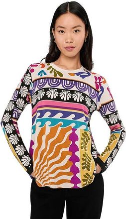 Johnny Was The Janie Favorite Long Sleeve Crew Neck Swing T-Shirts Womens Clothing White : MD, Rayon/Spandex