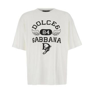 Dolce & Gabbana Tops, Heren, Wit, S, Katoen, Maxi Logo Oversize T-Shirt