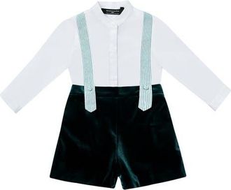 Moustache Belmont Velvet Suspender Set in Green at Nordstrom, Size 18M