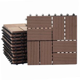 Hhg Piastrelle Premio pavimentazione da esterno Rhone T831 WPC 30x30cm 11 pezzi 1mq marrone quadrati