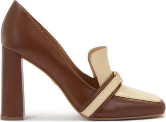 Kazar Bruine en beige pumps op een paal - Dames - Pumps - Bruin - 35 EU - Leer - Schoenen