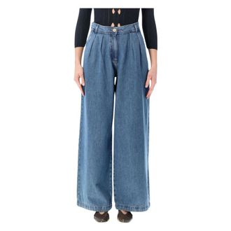 Sessun Wide Jeans, female, Blue, Size: 2XS Diegui Pleated Denim
