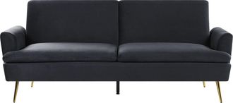 Beliani Beliani - Sof&aacute; Cama De Terciopelo Negro 3 Plazas Click Clack Patas De Metal Dorado Vettre