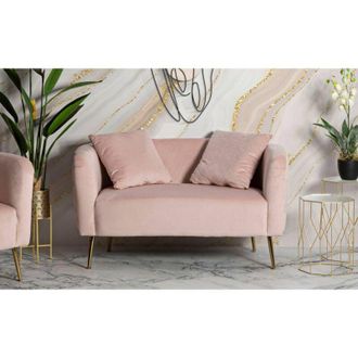 Dmora Dmora - Sof&aacute; Fijo 2 Plazas Cappa, Sof&aacute; Recto, Sof&aacute; Para Sal&oacute;n, Sill&oacute;n Doble Con Contenedor, 127x74 H71 Cm, Rosa