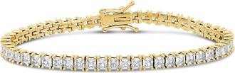 SHYMI Large Square Prong- Set Tennis Bracelet - 18k Gold-Filled, Rhodium-Plated, Cubic Zirconia, Size 7, Day to Night