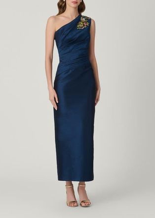 Shoshanna Midnight Como Embellished Dupioni Dress in Navy at Nordstrom, Size 12