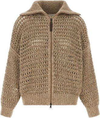 Brunello Cucinelli Beige Embellished Cardigan