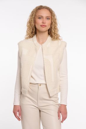 Rino&Pelle Kurzweste RINO & PELLE ELONA, Damen, Gr. XXL (44), birch labyrinth, Boucl&eacute;, Obermaterial: 47% Polyamid, 28% Viskose, 25% Polyester, regular fit taille