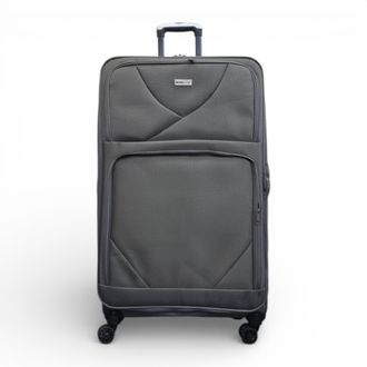 Infinity Leather Unisex Soft Shell Lightweight Grey Nylon 4 Wheel Travel Case Holiday Extra Large Suitcase - Size X-Large