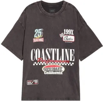 PacSun Coastline Cotton Graphic T-Shirt in Washed Black at Nordstrom, Size X-Large