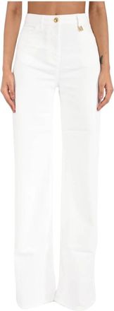 Elisabetta Franchi Palazzo Jeans - Dames - Wijde Broeken - Wit - W27 - Katoen - Broeken