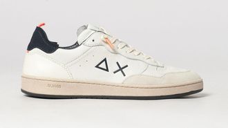 Sun 68 Low-Top Smooth Leather and Suede Sneakers with Perforated Toe and Pull-Tab