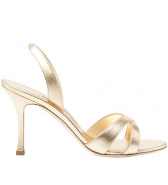 Manolo Blahnik Womens Callasli Slingback Sandals In Gold