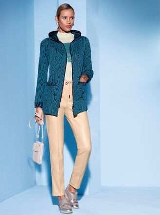 Cr&eacute;ation L Shirtjacke CREATION L Wende-Shirtjacke, Damen, Gr. 44, grau (topas, graphit, gemustert), 72% Polyester, 23% Baumwolle, 5% Elasthan, gemustert, Shirts 