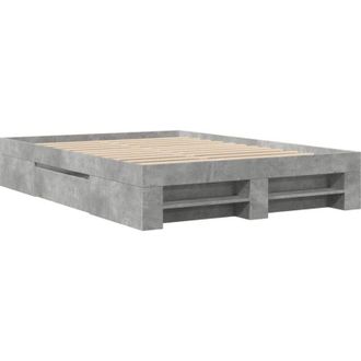 vidaXL Bed Frame without Mattress Concrete Grey 135x190cm Engineered Wood Vidaxl