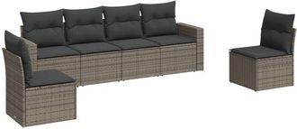 vidaXL Set De Muebles De Jard&iacute;n 6 Pzas Y Cojines Rat&aacute;n Sint&eacute;tico Gris Vidaxl