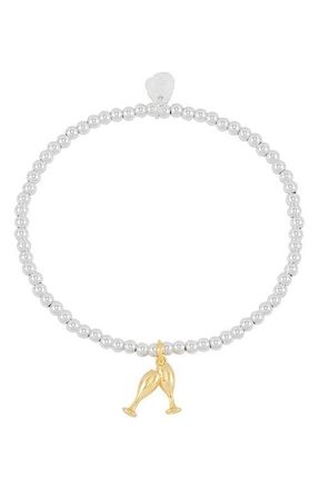 Estella Bartlett Sienna Champagne Beaded Stretch Bracelet in Gold at Nordstrom
