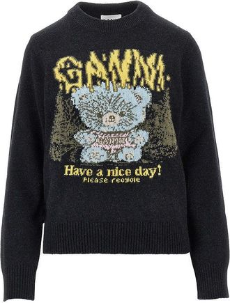 Ganni Forest Teddy wool-blend sweater Woman XS