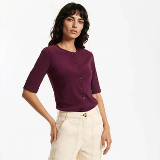 La Redoute Collections T-shirt met korte mouwen en knoopsluiting