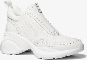 Michael Kors Zuma Studded Mixed-Media Trainer