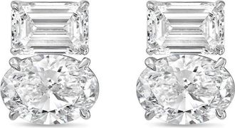 Diana M. Jewels 14kt white gold 5.00 cts emerald and oval diamond earrings
