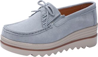 Generic Lace up Wedge Spring and Autumn Fashion Mary Jane Womens Shoes Ladies Thick Bottom Slope Heel Comfortable Casual Shoes Taupe Shoes (Grey, 6.5)