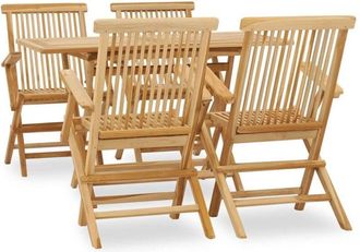 vidaXL 5 Piece Outdoor Dining Set Solid Teak Wood vidaXL