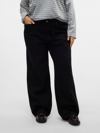 Vero Moda Curve High-waist-Jeans VERO MODA CURVE VMCTESSA HR WIDE J RA118 GA CUR NOOS, Damen, Gr. 52, L&auml;nge 32, schwarz, Denim/Jeans, Obermaterial: 99% Baumwolle, 1% 
