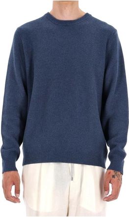 Roberto Collina Rondgebreide kleding - Heren - Ronde hals truien - Blauw - L - Katoen - Truien & Vesten