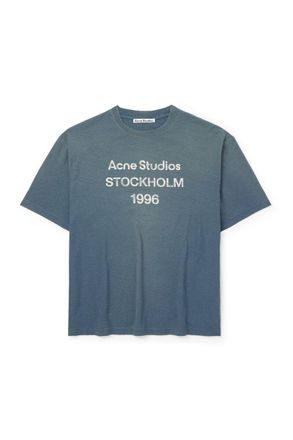 Acne Studios Exford Distressed Logo-Print Cotton and Hemp-Blend Jersey T-Shirt
