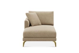 Castlery Lena Left Chaise Sofa Customized, (Washed Chenille) Sand (Brass Legs), Machine Washable, Removable Covers for Sofas, Castlery